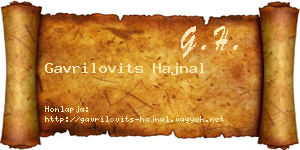 Gavrilovits Hajnal névjegykártya